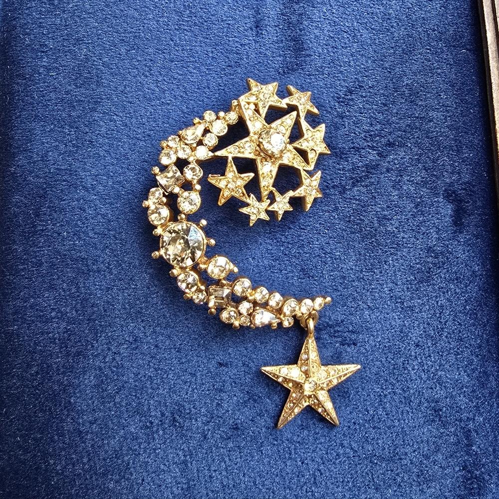 Oscar De La Renta Vintage Brooch Crescent Moon And Stars